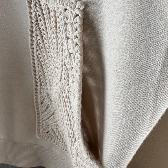 ZARA Women’s Light Beige Round Neck Sweatshirt Tricot Patch Pockets Size Medium - Picture 12 of 15